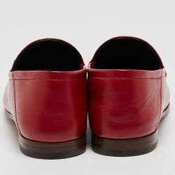 Pre Owned Gucci Red Leather Foldable  Horsebit Loafers Size 37