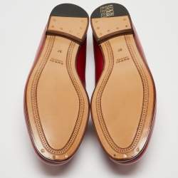 Pre Owned Gucci Red Leather Foldable  Horsebit Loafers Size 37