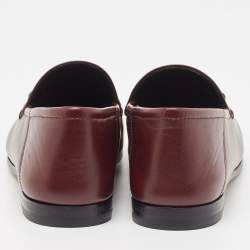 Pre Owned Gucci Burgundy Leather Horsebit Foldable Loafers Size 36.5