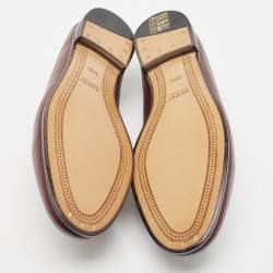 Pre Owned Gucci Burgundy Leather Horsebit Foldable Loafers Size 36.5