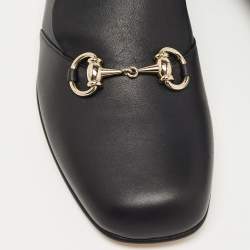 Gucci Black Leather Horsebit Slip On Loafers Size 41.5