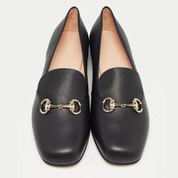 Gucci Black Leather Horsebit Slip On Loafers Size 41.5