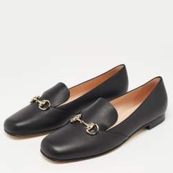 Gucci Black Leather Horsebit Slip On Loafers Size 41.5