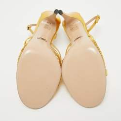 Gucci Metallic Gold Leather Allie Ankle Strap Sandals Size 38.5