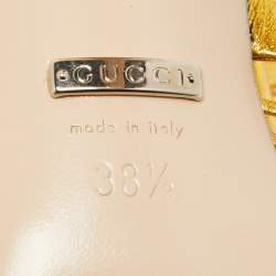 Gucci Metallic Gold Leather Allie Ankle Strap Sandals Size 38.5