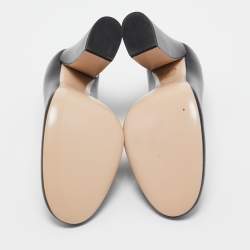 Pre Owned Gucci Black Leather GG Pearl Detail Pumps Size 39.5