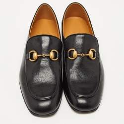 Pre Owned Gucci Black Leather Horsebit Foldable Loafers Size 36