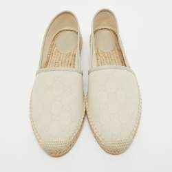 Gucci Cream GG Canvas Espadrille Flats Size 40.5