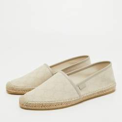 Gucci Cream GG Canvas Espadrille Flats Size 40.5