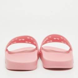 Gucci Pink Rubber GG Laser Cut Slides Size 39