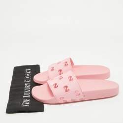 Gucci Pink Rubber GG Laser Cut Slides Size 39