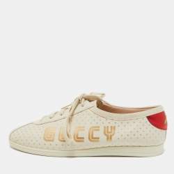 Gucci Cream Leather Falacer Low Top Sneakers Size 40
