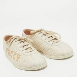 Gucci Cream Leather Falacer Low Top Sneakers Size 40