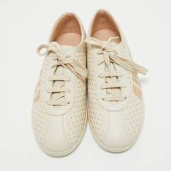 Gucci Cream Leather Falacer Low Top Sneakers Size 40