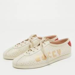 Gucci Cream Leather Falacer Low Top Sneakers Size 40