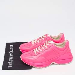 Gucci Neon Pink Leather Rhyton Sneakers Size 39