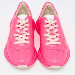 Gucci Neon Pink Leather Rhyton Sneakers Size 39