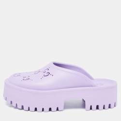 Gucci Purple Rubber GG Perforated Clogs Size 39