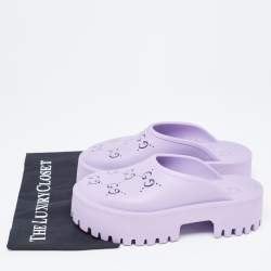 Gucci Purple Rubber GG Perforated Clogs Size 39