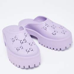Gucci Purple Rubber GG Perforated Clogs Size 39