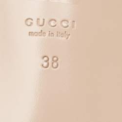 Pre Owned Gucci Beige/Black Python Embossed Leather Interlocking G Logo Flat Slides Size 38