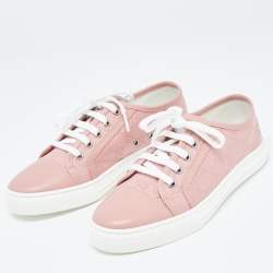 Gucci Pink GG Canvas And Leather Low Top Sneakers Size 37