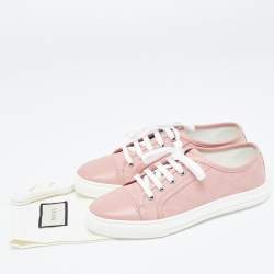 Gucci Pink GG Canvas And Leather Low Top Sneakers Size 37