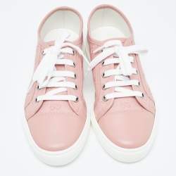 Gucci Pink GG Canvas And Leather Low Top Sneakers Size 37