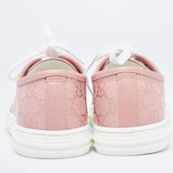 Gucci Pink GG Canvas And Leather Low Top Sneakers Size 37