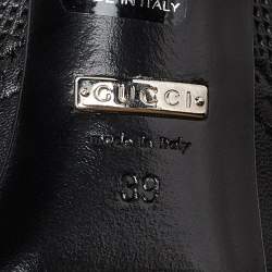 Pre Owned Gucci Black Leather Pointed Toe Lace Up Ankle Booties Size 39