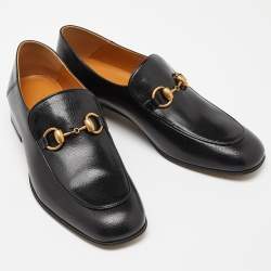 Gucci Black Leather Horsebit Loafers Size 38.5