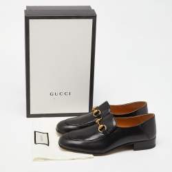 Gucci Black Leather Horsebit Loafers Size 38.5