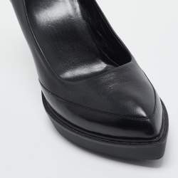 Pre Owned Gucci Black Leather Pointed Toe Pumps Size 38