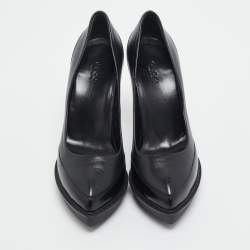 Pre Owned Gucci Black Leather Pointed Toe Pumps Size 38
