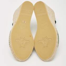 Pre Owned Gucci Multicolor Canvas Lilibeth Wedge Sandals Size 37.5