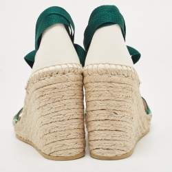 Pre Owned Gucci Multicolor Canvas Lilibeth Wedge Sandals Size 37.5