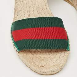 Pre Owned Gucci Multicolor Canvas Lilibeth Wedge Sandals Size 37.5