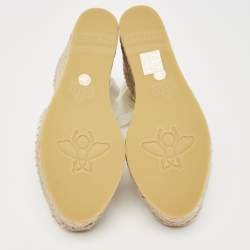 Gucci White Leather GG Marmont Wedge Sandals Size 37