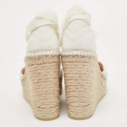 Gucci White Leather GG Marmont Wedge Sandals Size 37