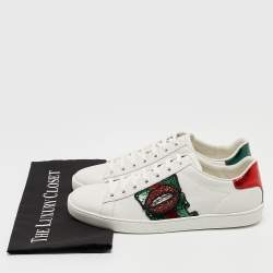 Gucci White Leather Web Ace Low Top Sneakers Size 39