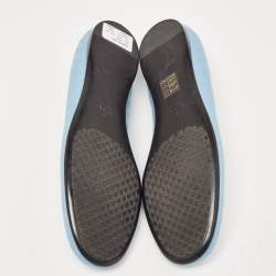 مملوكة مسبقًا Gucci Blue Leather Microguccissima Ballet Flats Size 39.5