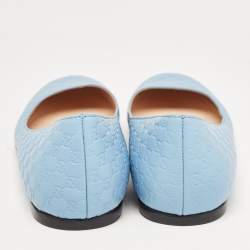مملوكة مسبقًا Gucci Blue Leather Microguccissima Ballet Flats Size 39.5