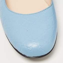 مملوكة مسبقًا Gucci Blue Leather Microguccissima Ballet Flats Size 39.5