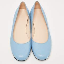مملوكة مسبقًا Gucci Blue Leather Microguccissima Ballet Flats Size 39.5