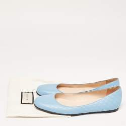 مملوكة مسبقًا Gucci Blue Leather Microguccissima Ballet Flats Size 39.5