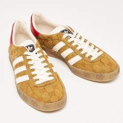 Gucci Brown Canvas and Leather Gazelle Low Top Sneakers Size 41.5