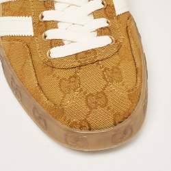 Gucci Brown Canvas and Leather Gazelle Low Top Sneakers Size 41.5