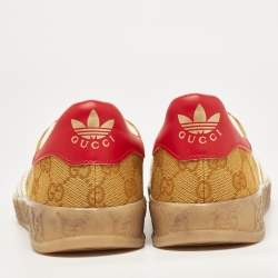 Gucci Brown Canvas and Leather Gazelle Low Top Sneakers Size 41.5