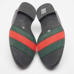 Pre Owned Gucci Black Leather Slip On Loafers Size 40.5