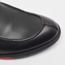 Pre Owned Gucci Black Leather Slip On Loafers Size 40.5